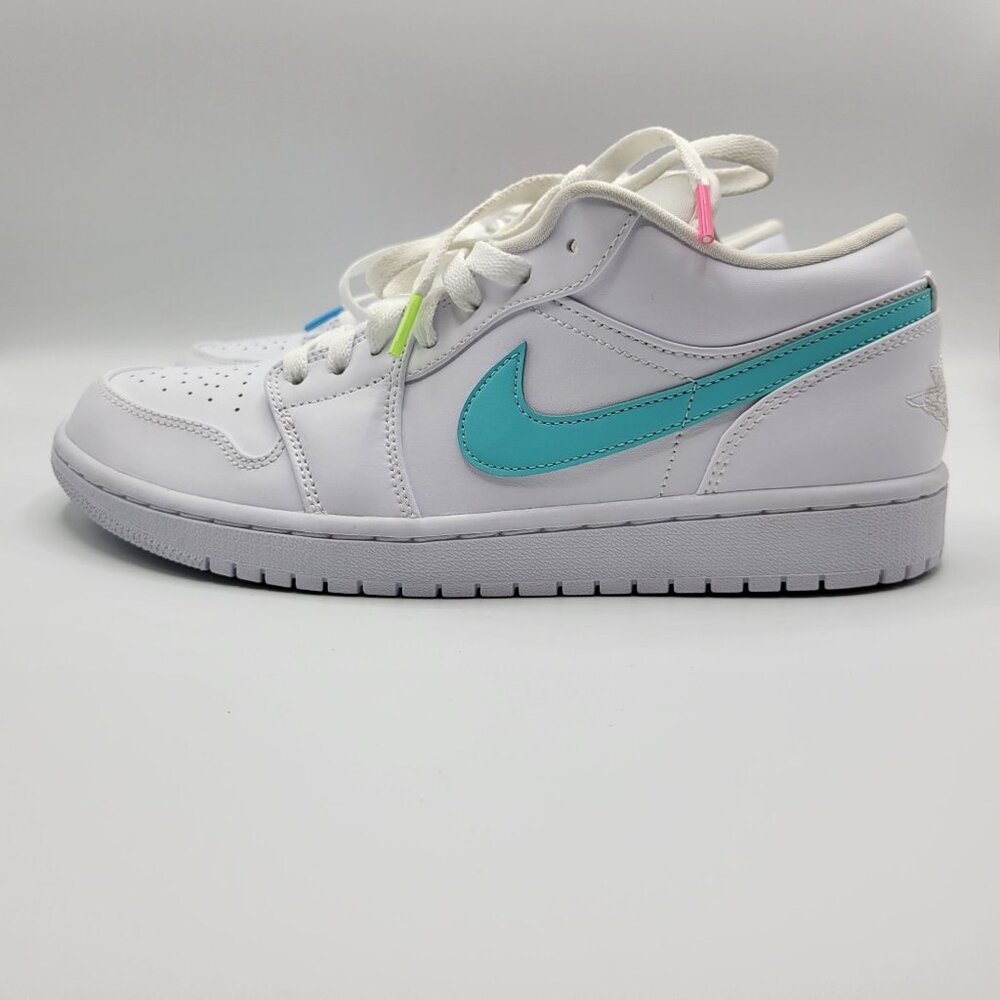 Nike Air Jordan 1 Retro Low Men Size 10 CW7033-100 Swoosh Shoes Whit Multicolor - Picture 5 of 14